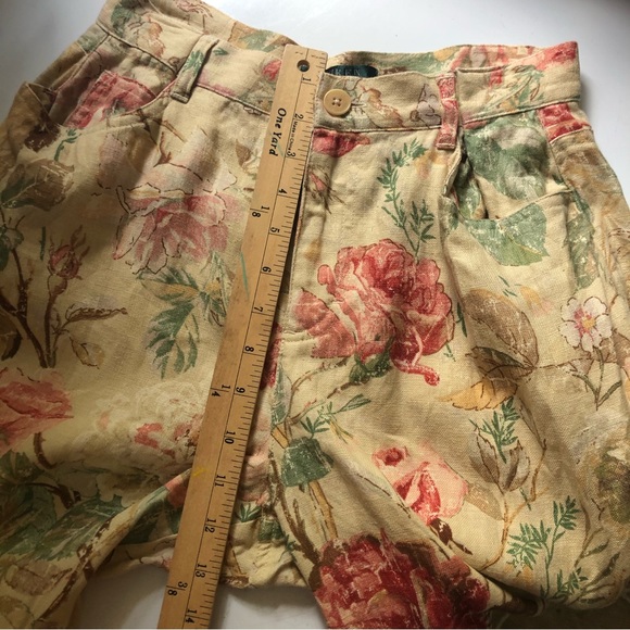 RALPH RAUREN Women’s Linen Floral High Waisted Pegged Pants Size 4 - Picture 8 of 12
